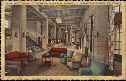 Main Lobby, Richardson Mineral Springs Richardson Springs, CA Postcard Postcard