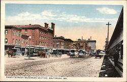 Pratt Street - Business Section Postcard