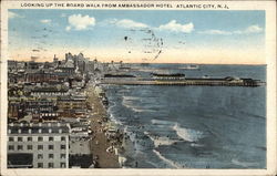 Looking up the Board Walk from Ambassador Hotel Postcard