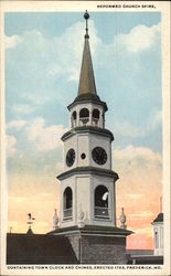 Reformed Church Spire Containing Town Clock and Chimes, Erected 1763 Postcard