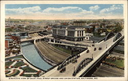 Bird's Eye View of Saint Paul Street Bridge and Union Station Postcard