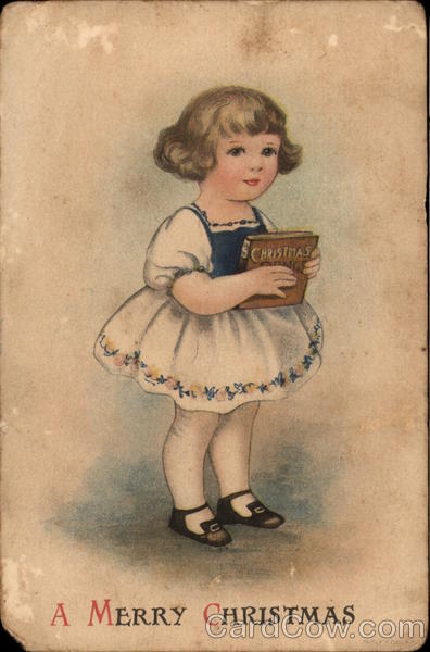 Young Girl with Christmas Book Ellen Clapsaddle Children