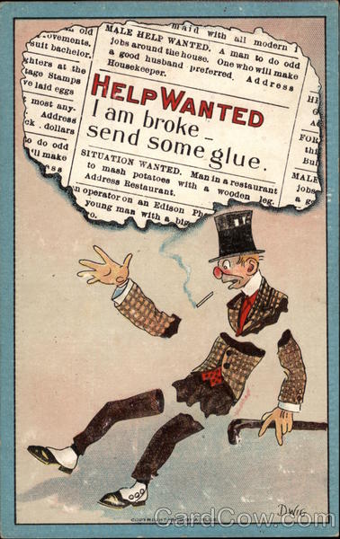 Help Wanted - I am Broke - Send Some Glue DWIG Comic, Funny