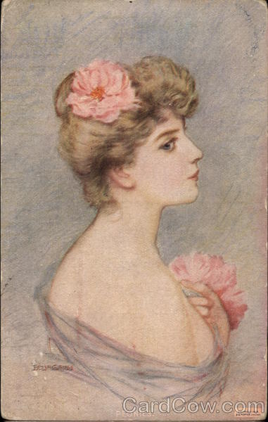 Woman With Pink Peonies in her Hair Women
