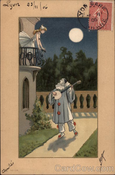 French Clown Romancing Girl in Balcony Couples