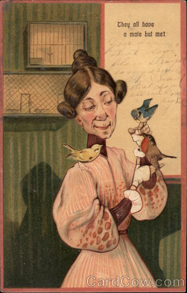 Spinster with Three Songbirds Women