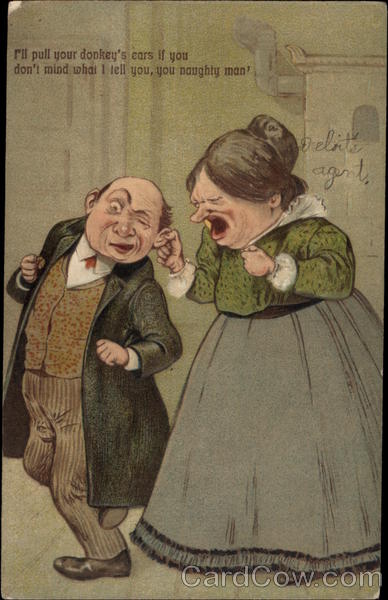 Wife Pulling Husband's Ear Comic, Funny