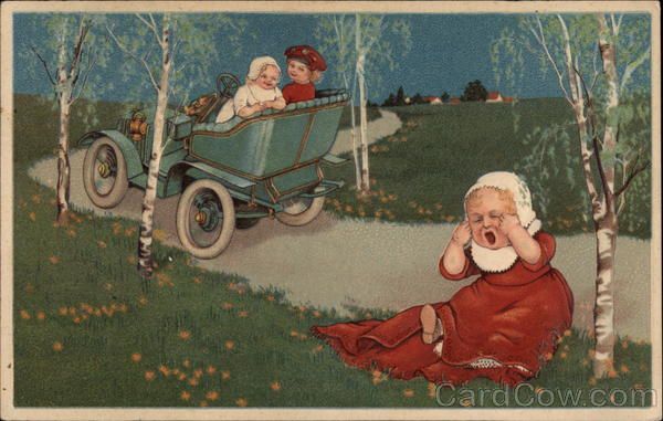Three Children Riding in Automobile