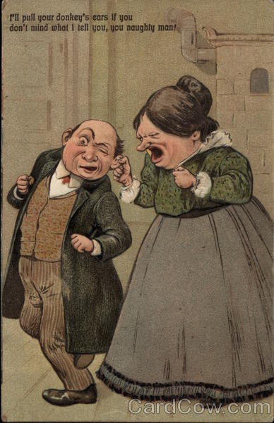 Woman Pulling Man's Ear Comic, Funny