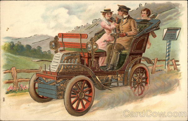 Couple in Old Car Cars