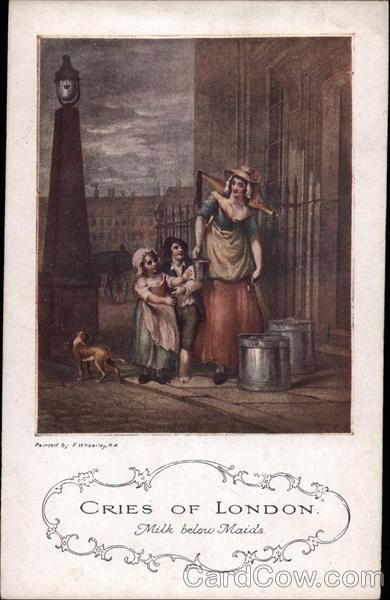 Milkmaid with two Children and Dog Art