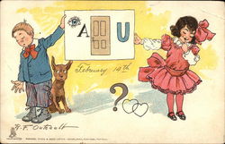 Valentine - I Adore You Children Postcard Postcard