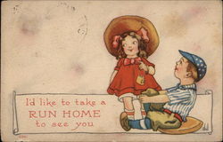 I'd Like to Take a Run Home to See You Children Postcard Postcard