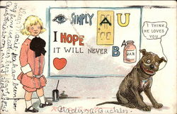 Rebus About Love Comic, Funny Postcard Postcard