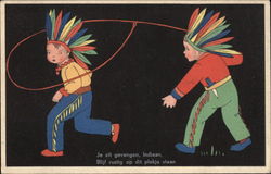 Two Boys Dressed as Indians Postcard