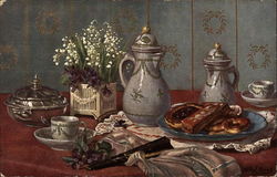 Tea and Pastries on Table Postcard