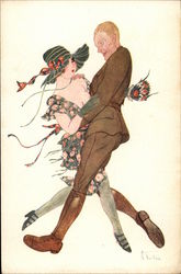 Man Dancing with Semi-Nude Woman Postcard Postcard