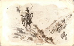 Cowboys Herding Cattle Postcard