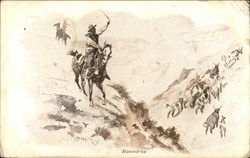 Cowboys Herding Cattle Cowboy Western Postcard Postcard