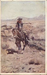 Cowboy Riding a Horse Cowboy Western Postcard Postcard