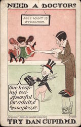 Need a Doctor? Try Dan Cupid, M.D Comic Postcard 
