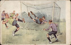 Soccer Players Scoring a Goal Postcard Postcard