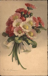 Bouquet with White, Pink and Red Flowers Postcard Postcard