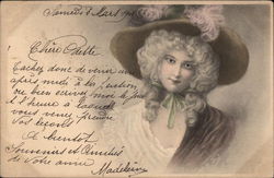 Woman in Feathered Hat Postcard