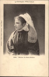 Bretagne Woman in St. Brieuc Bonnet Postcard