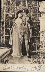 Couple in Garden Postcard