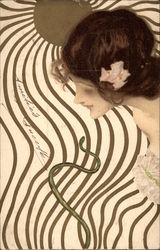 Woman in Sun With Snake Postcard