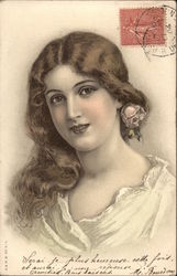 Woman with Flower in her Hair Postcard