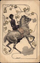 Woman Rides Side-saddle on a Horse Postcard