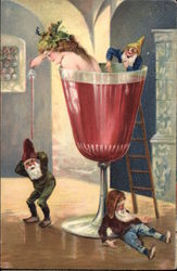 Woman Getting Elves Drunk Postcard