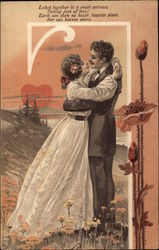 Couple In Field By Lake Postcard