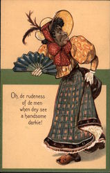 African American Woman with Fan Postcard