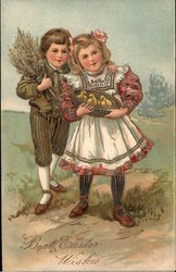 Best Easter Wishes - Children with Chicks Postcard