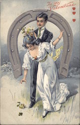 Couple With Horseshoe Postcard