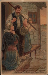 Dutch Family Praying Postcard
