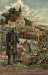 Father & Daughter at Cemetery Postcard