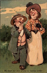 A Dressed-up Couple Gaze at Each Other Postcard