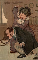 I'll teach you to wink at Mrs. Harris! Postcard