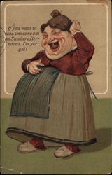 Large Woman Laughing Postcard