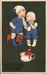 Two Children With Dog Postcard