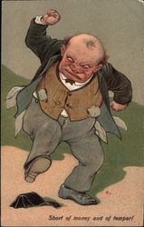 A Man Pulls Out His Pockets and Stomps on Wallet Postcard