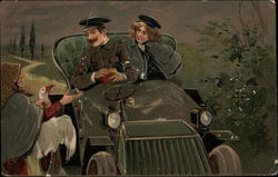 Couple in Cars Postcard