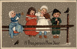 Children Sing and Play Musical Instruments Postcard