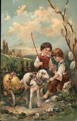 Children and Lamb Postcard