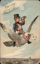 To My Valentine - Boy Riding a White Dove Postcard