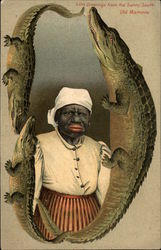 Alligator Border - S 645 - Old Mammie Black Americana Postcard Postcard